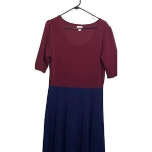 Womens Plus Size 2xl A Line Dress Red Top Blue Bottom Skater Dress Dance Casual